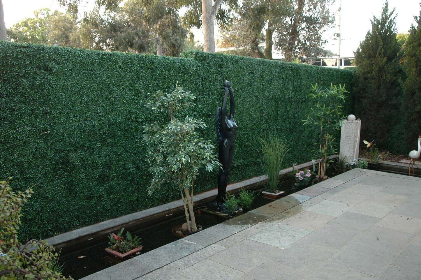 Sample Panel of Premium Dark Artificial Boxwood Wall (Small Sample) Commercial Grade UV Resistant