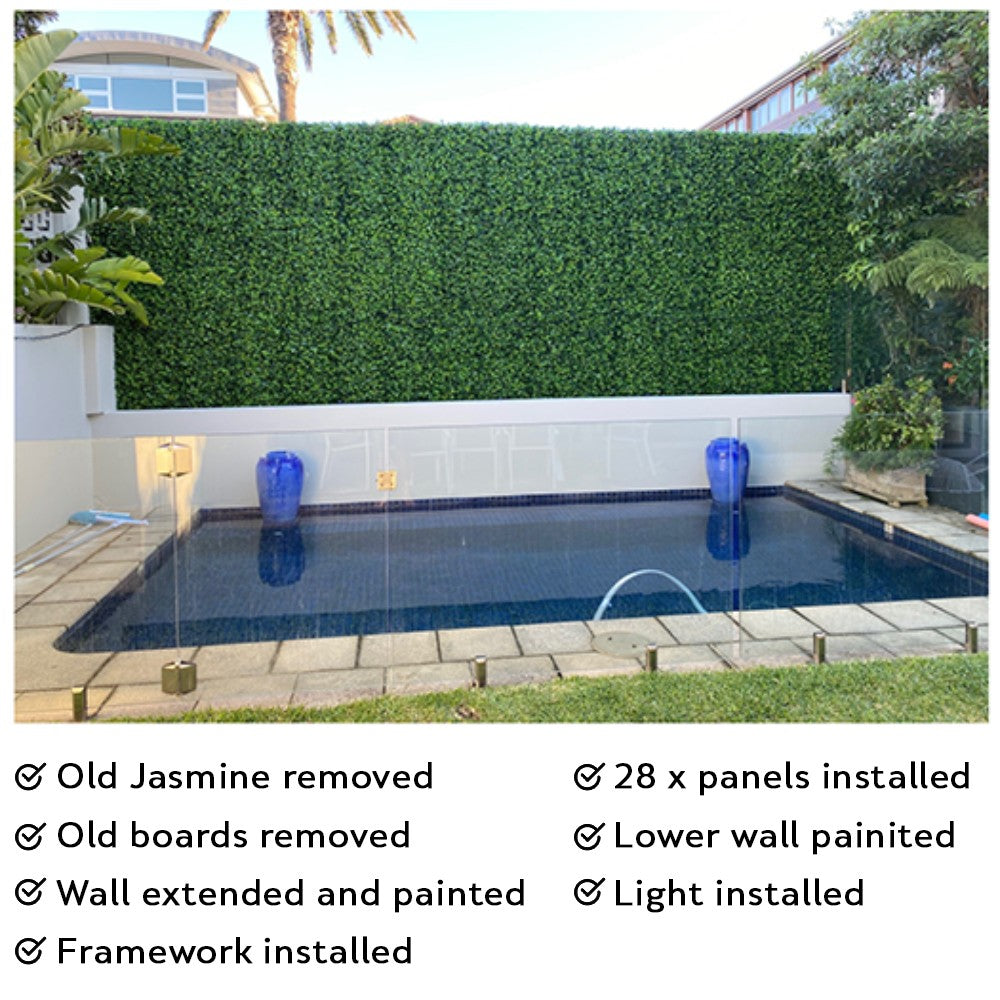 Jasmine Artificial Green Wall 40" x 40" 11SQFT Commercial Grade UV Resistant