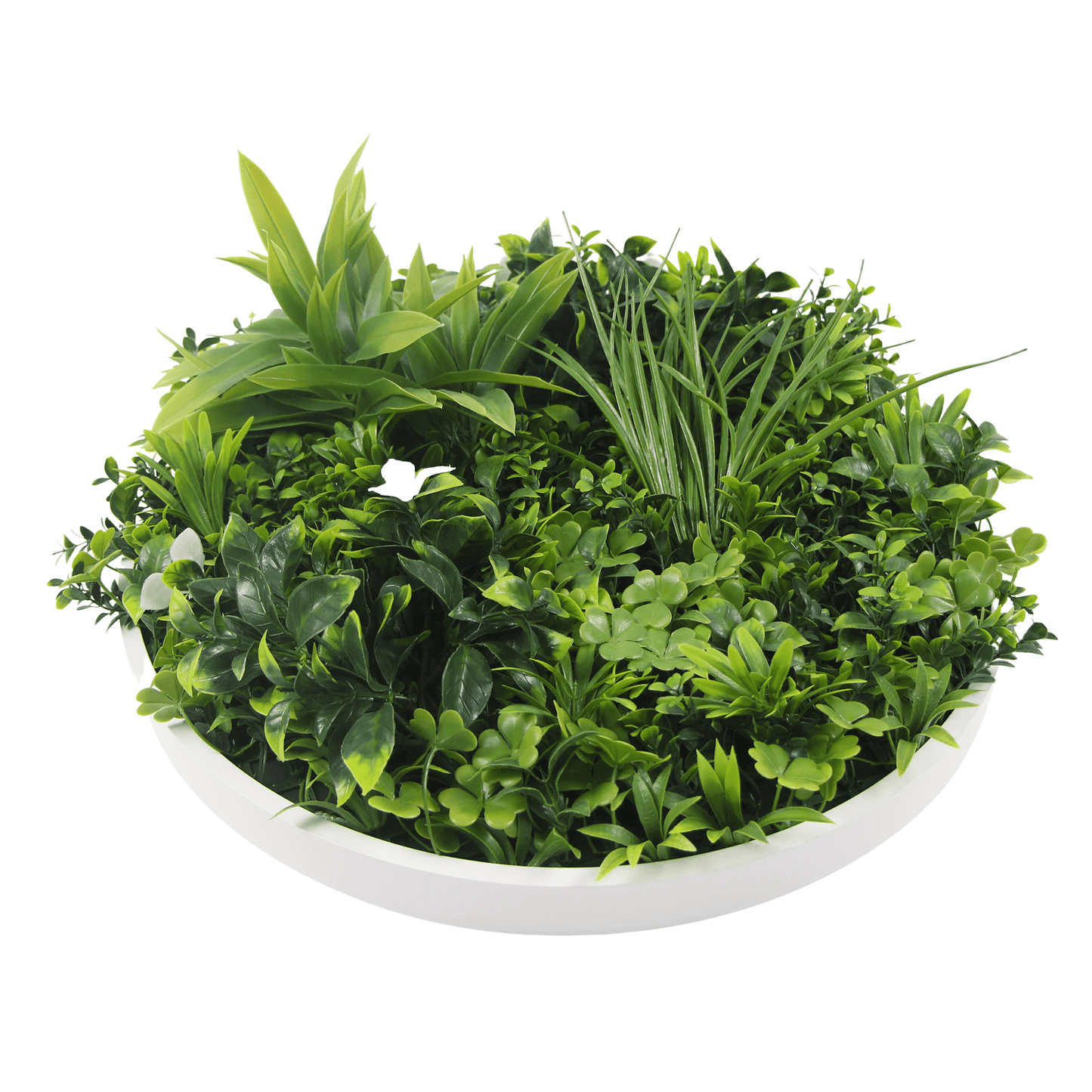 Luxury Artificial Green Wall Plant Wall Circle 30" White Frame UV Resistant