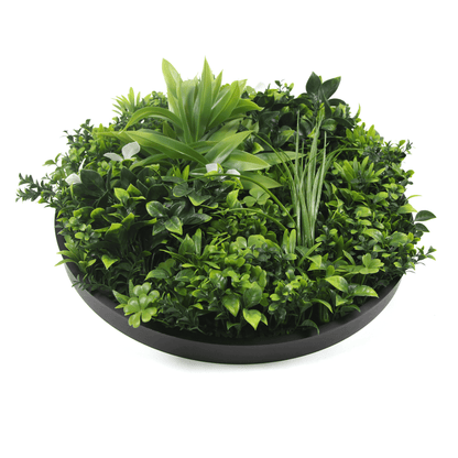 Luxury Artificial Green Wall Plant Wall Circle 30" Black Frame UV Resistant