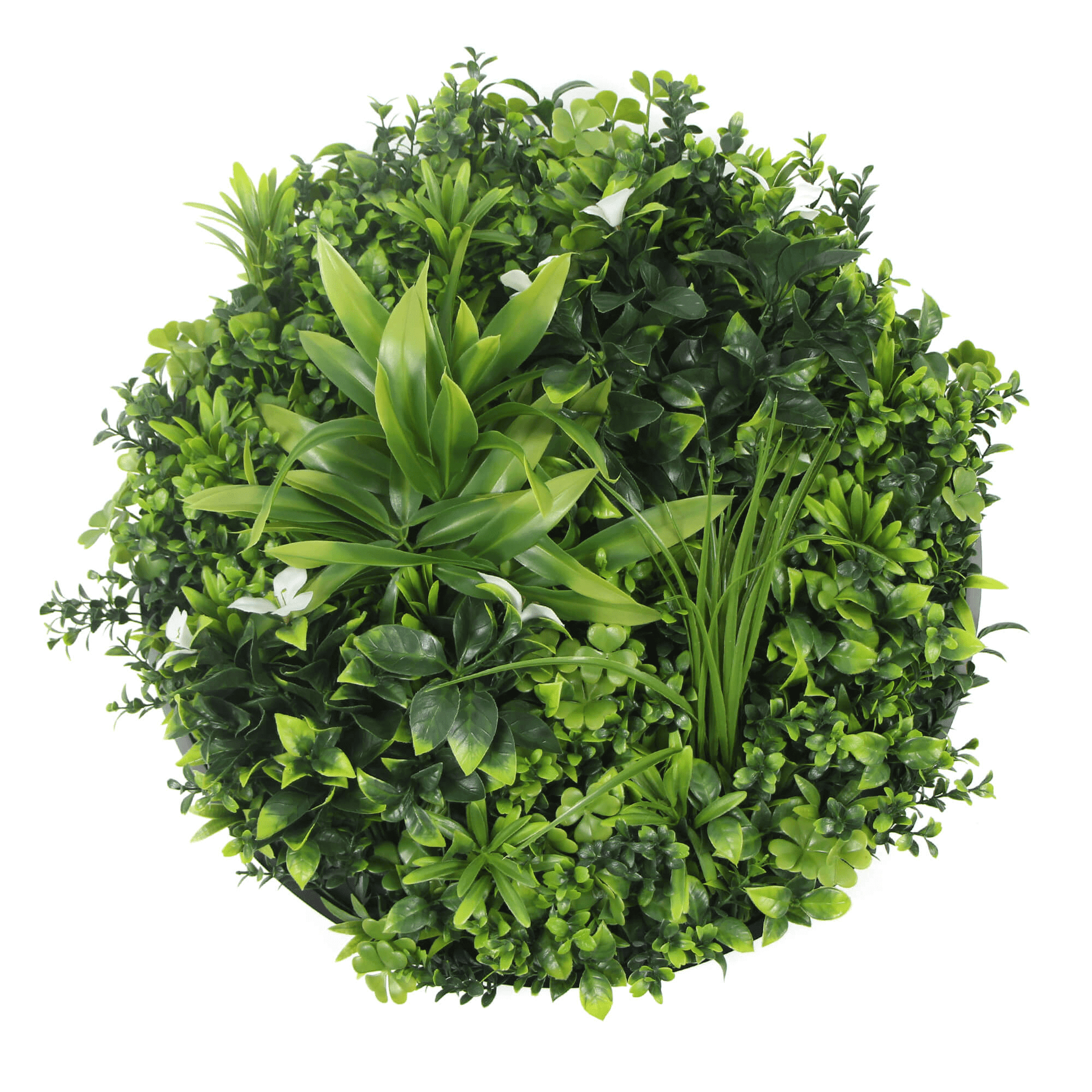 Luxury Artificial Green Wall Plant Wall Circle 20" Black Frame UV Resistant