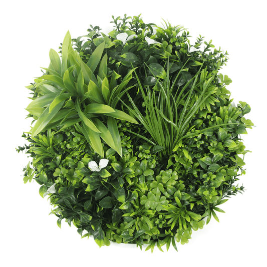 Luxury Artificial Green Wall Plant Wall Circle 20" White Frame UV Resistant