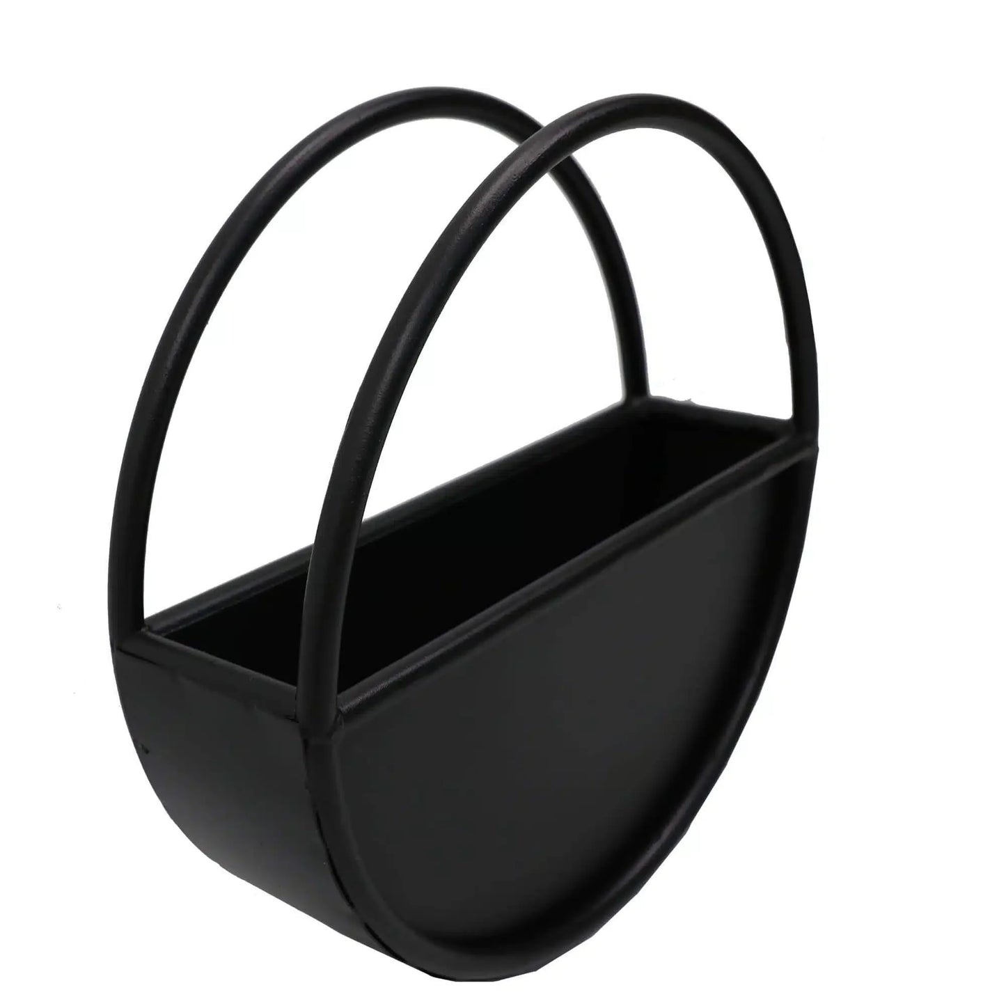 Premium Floating Half Moon / Semi Circle Metal Wall Planter | Onyx Black 35cm / 14"