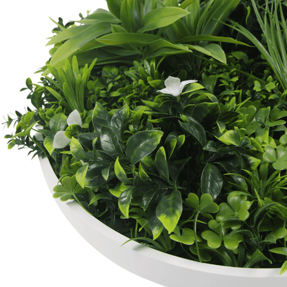 Luxury Artificial Green Wall Plant Wall Circle 30" White Frame UV Resistant