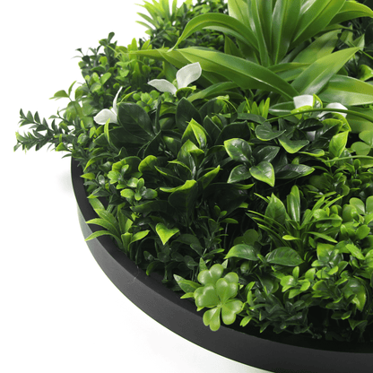 Luxury Artificial Green Wall Plant Wall Circle 30" Black Frame UV Resistant