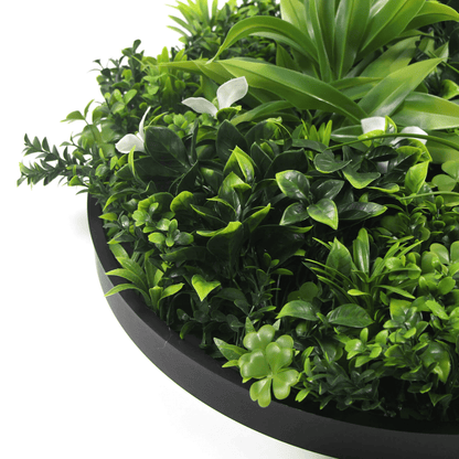 Luxury Artificial Green Wall Plant Wall Circle 20" Black Frame UV Resistant