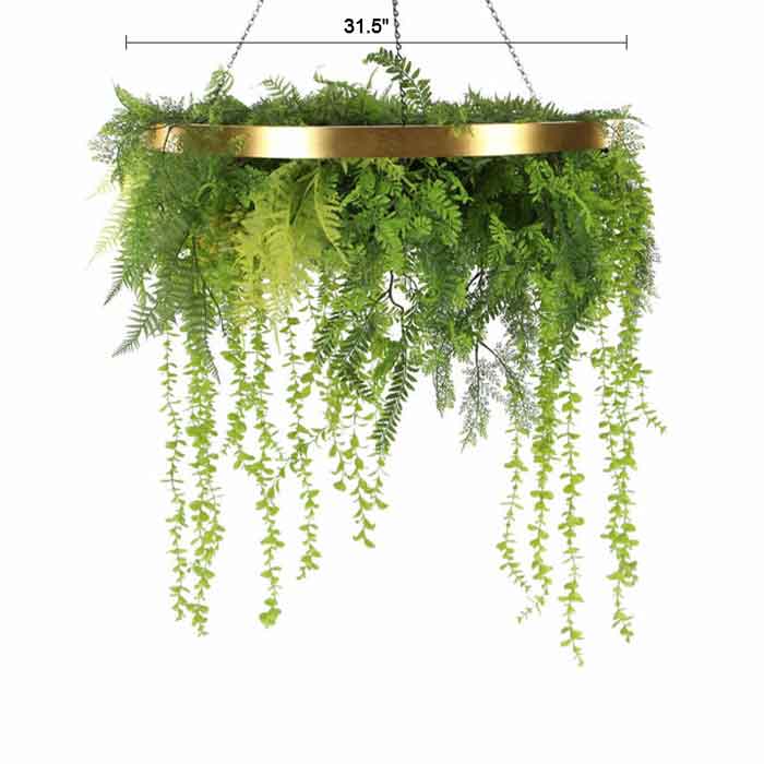 32-Inch Imitation Gold Artificial Hanging Green Wall Disc – Limited Edition UV-Resistant Foliage