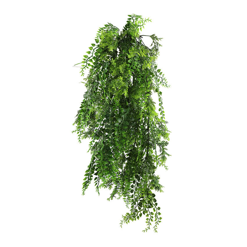 Artificial Hanging Dense Fern Plant Tropical Green 30" UV Resistant