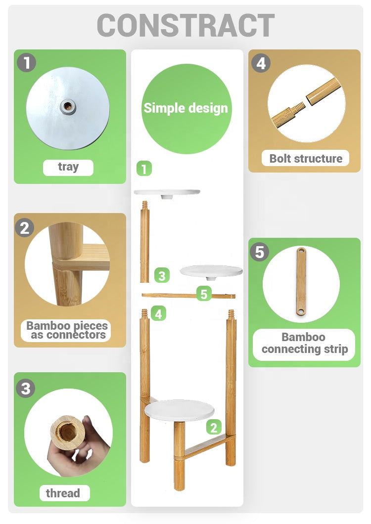 3 Level Adjustable Bamboo Plant Stand