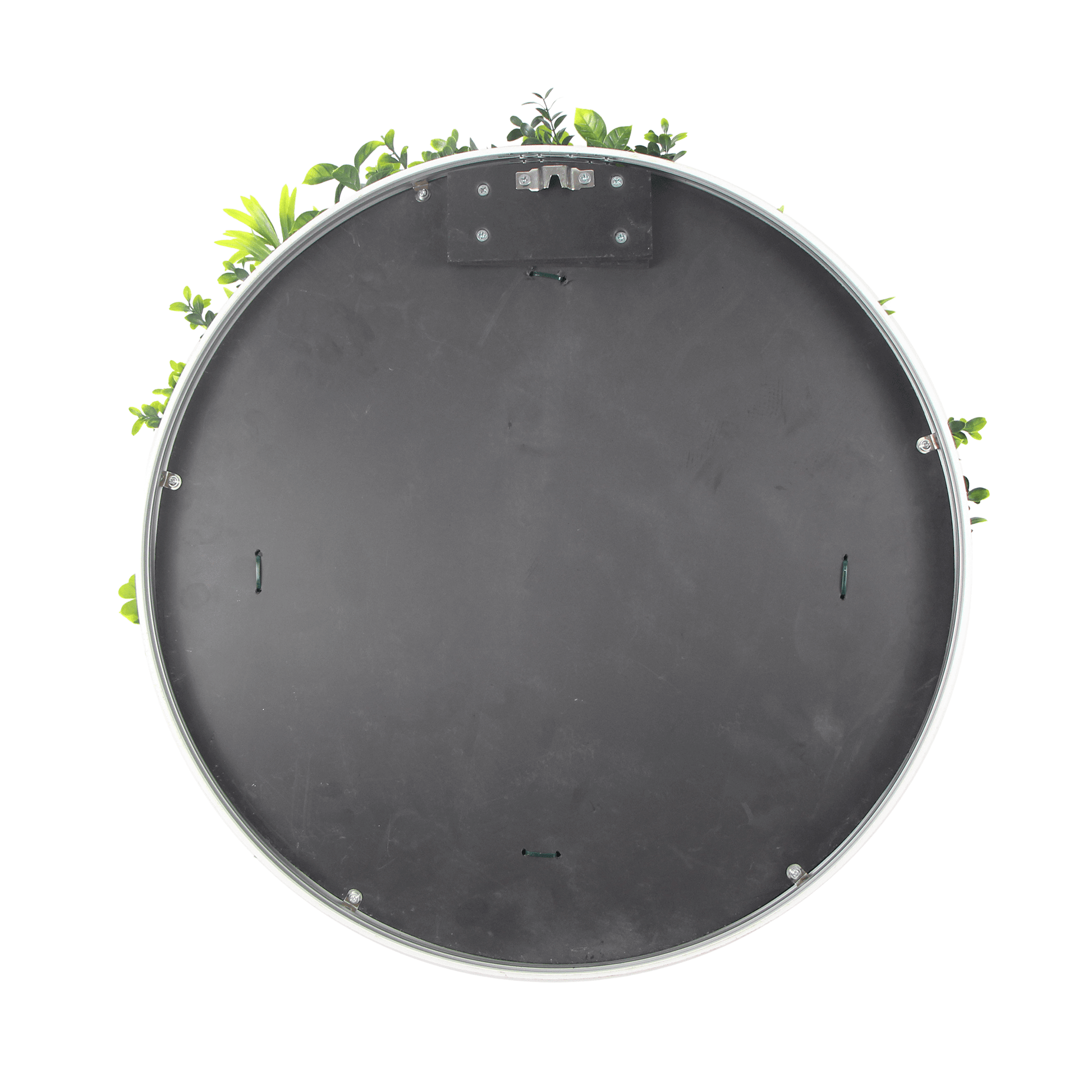 Luxury Artificial Green Wall Plant Wall Circle 30" White Frame UV Resistant