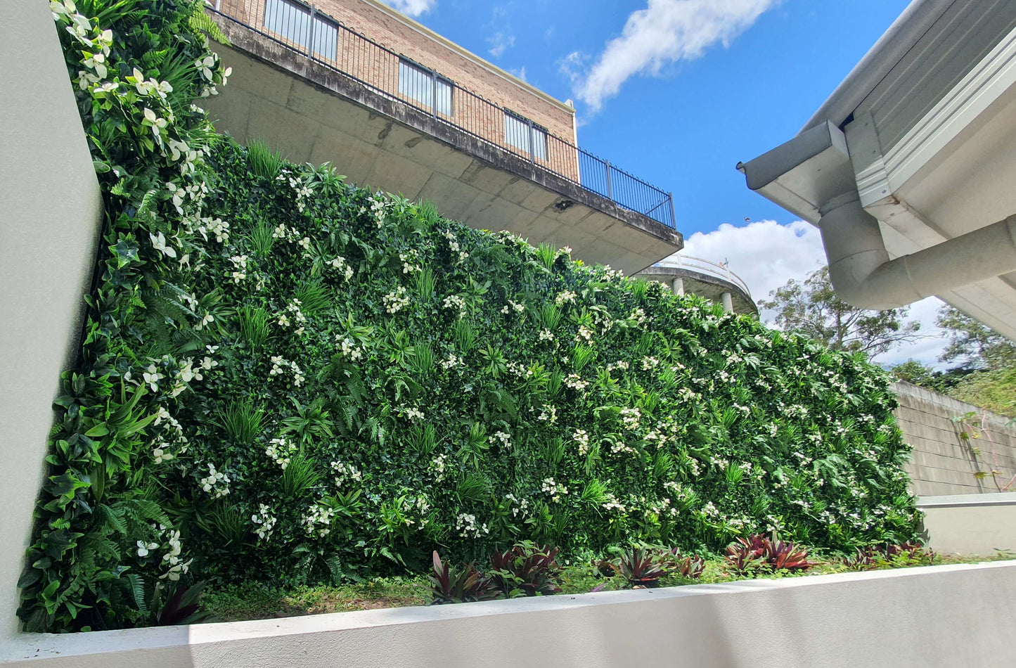 Sample Panel of Snowy White Artificial Vertical Garden (Small Sample) Commercial Grade UV Resistant