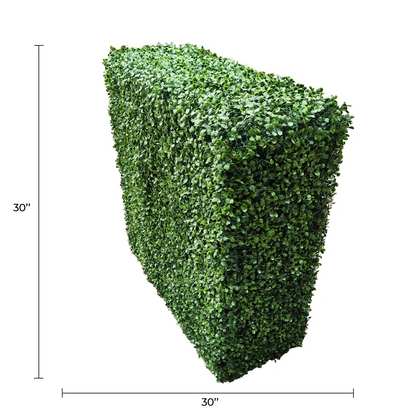 Premium Two Tone Green Artificial Boxwood Hedge 30"L x 30"H Commercial Grade UV Resistant