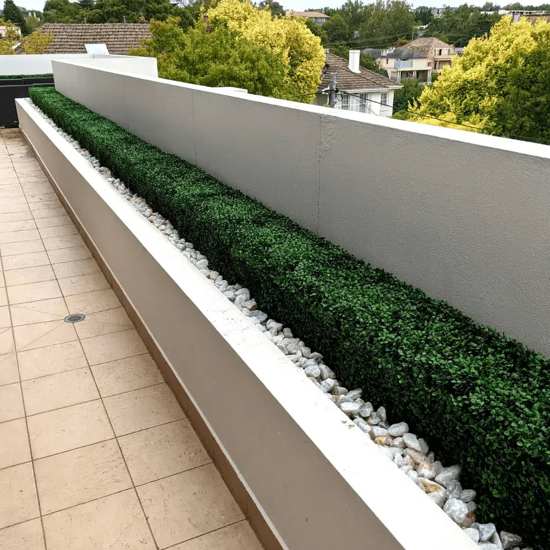 Dark Artificial Boxwood Hedge 40"L x 10"H Commercial Grade UV Resistant