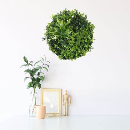 Luxury Artificial Green Wall Plant Wall Circle 30" White Frame UV Resistant