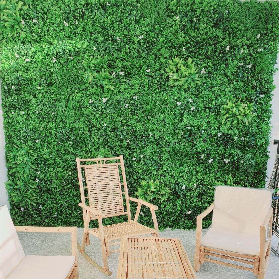 Luxury White Oasis Artificial Vertical Garden 40" x 40" 11SQ FT Commercial Grade UV Resistant