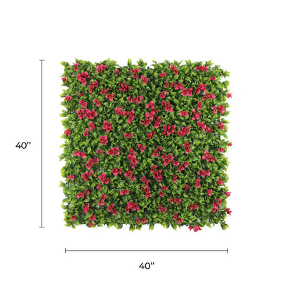 Artificial Flowering Pink Green Wall 40" x 40" 11SQ FT Commercial Grade UV Resistant