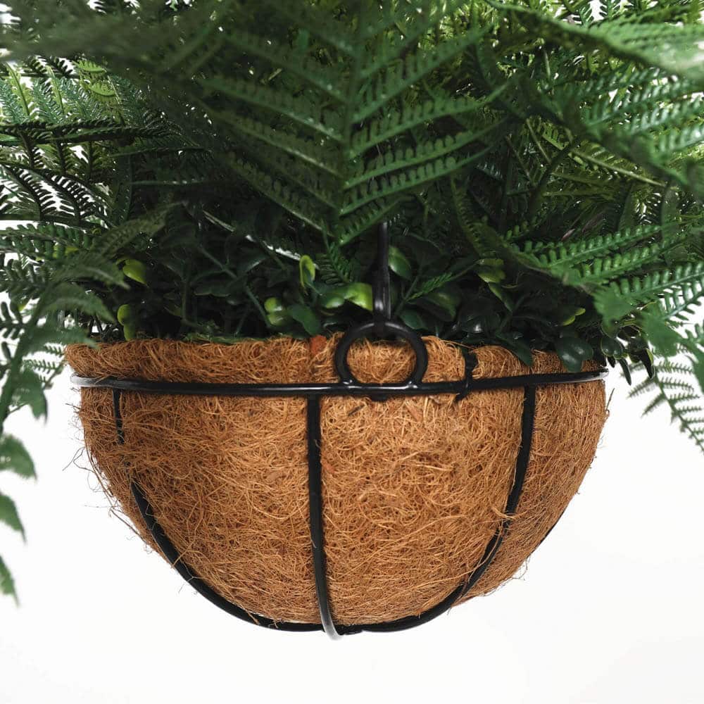 Artificial Potted Fern Hanging Basket (Fresh Green) UV Resistant