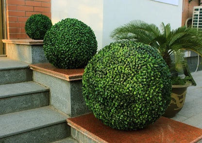 Artificial Boxwood Topiary Ball Set (2 Balls) 18.5 Inch UV Resistant