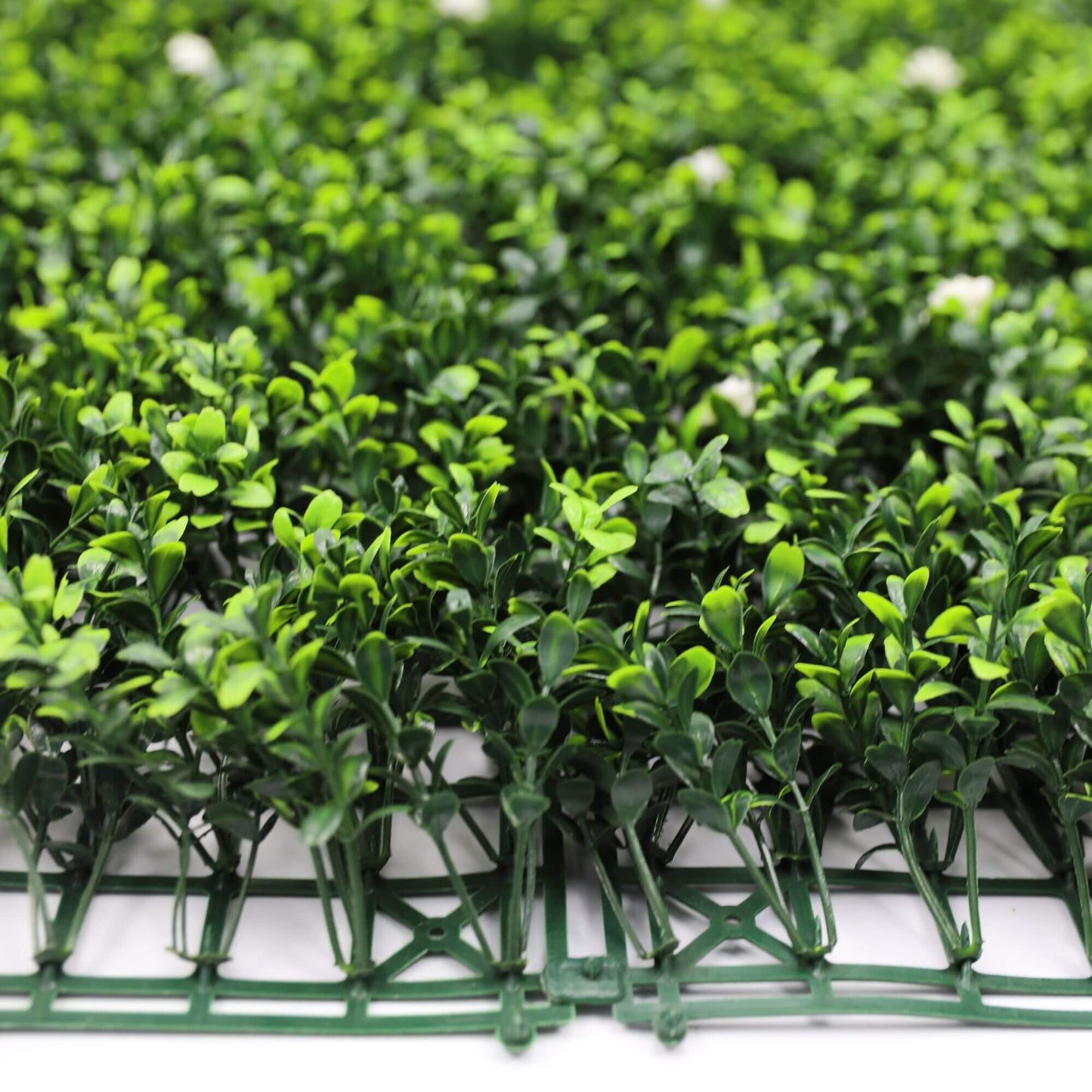 White Flowering Artificial Boxwood Wall 40" x 40" 11SQ FT Commercial Grade UV Resistant