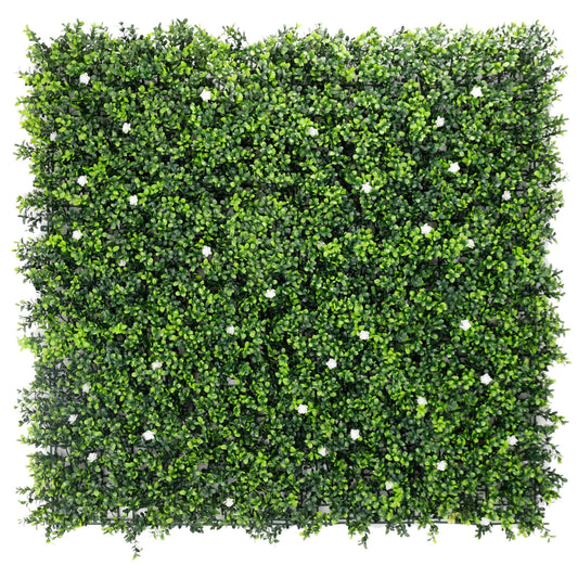 White Flowering Artificial Boxwood Wall 40" x 40" 11SQ FT Commercial Grade UV Resistant