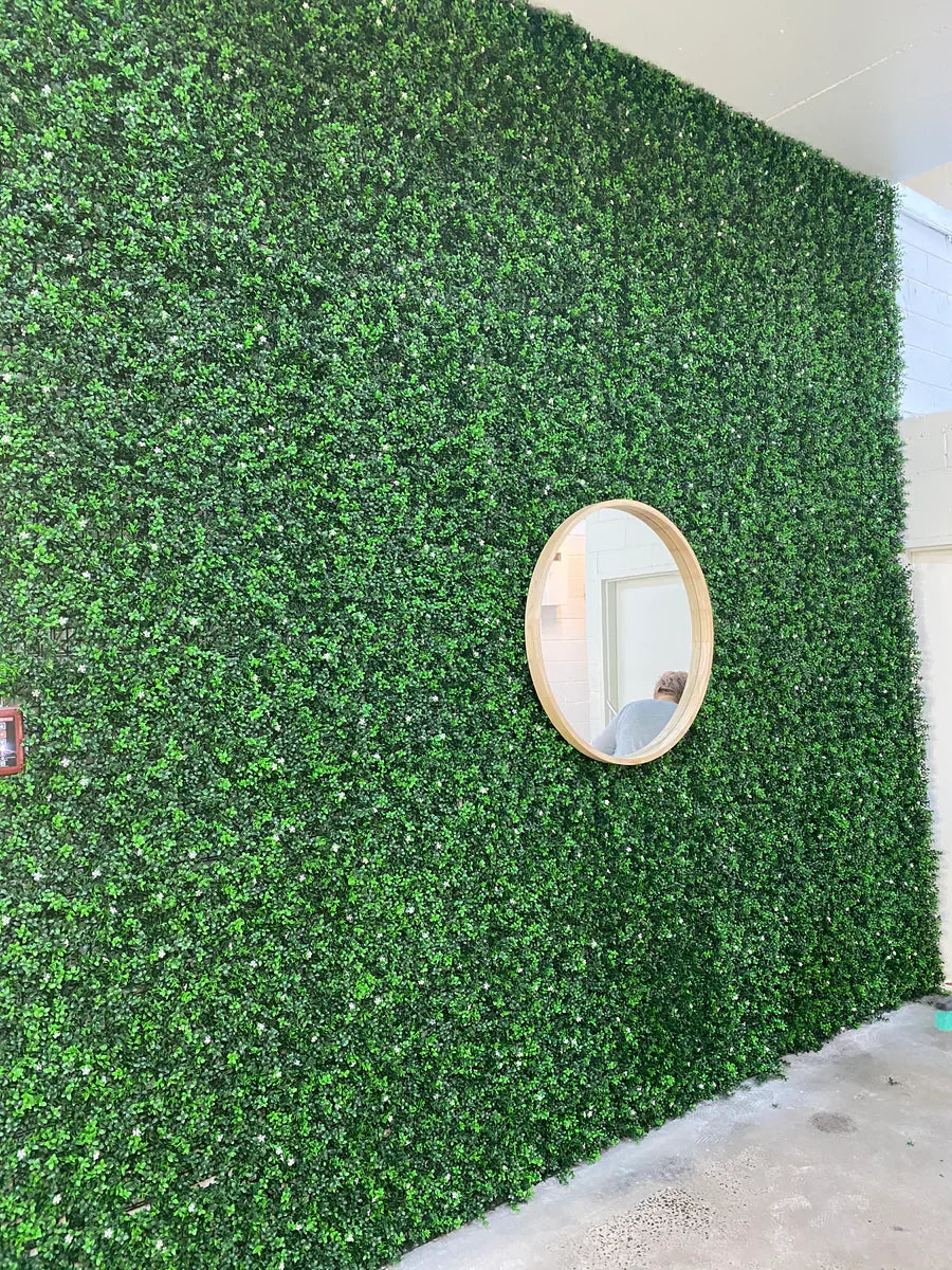 White Flowering Artificial Boxwood Wall 40" x 40" 11SQ FT Commercial Grade UV Resistant