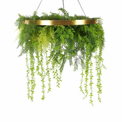 32-Inch Imitation Gold Artificial Hanging Green Wall Disc – Limited Edition UV-Resistant Foliage