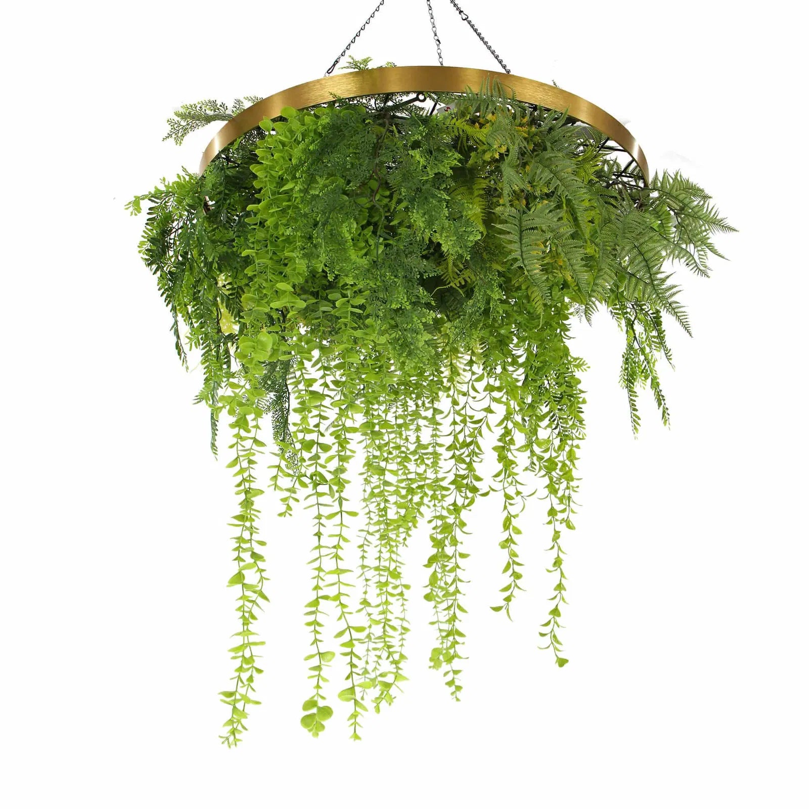 32-Inch Imitation Gold Artificial Hanging Green Wall Disc – Limited Edition UV-Resistant Foliage