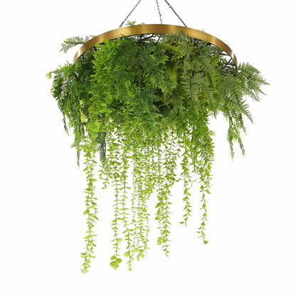 32-Inch Imitation Gold Artificial Hanging Green Wall Disc – Limited Edition UV-Resistant Foliage