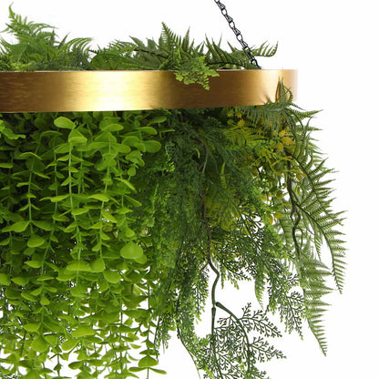 32-Inch Imitation Gold Artificial Hanging Green Wall Disc – Limited Edition UV-Resistant Foliage