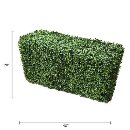 Premium Two Tone Green Artificial Boxwood Hedge 40"L x 20"H Commercial Grade UV Resistant