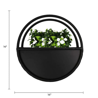 Premium Floating Half Moon / Semi Circle Metal Wall Planter | Onyx Black 35cm / 14"