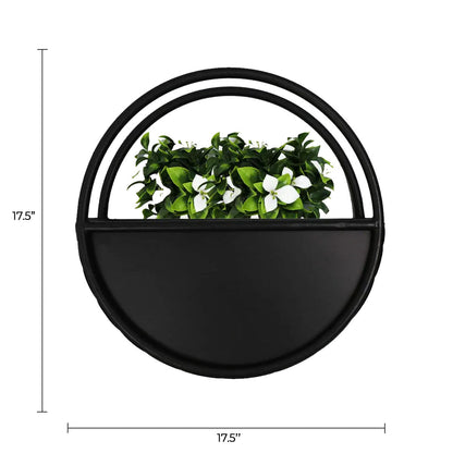 Premium Floating Half Moon / Semi Circle Metal Wall Planter | Onyx Black 45cm / 17.5"