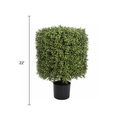 Premium Potted Artificial Square Topiary Plant 22" UV Resistant (Clearance)