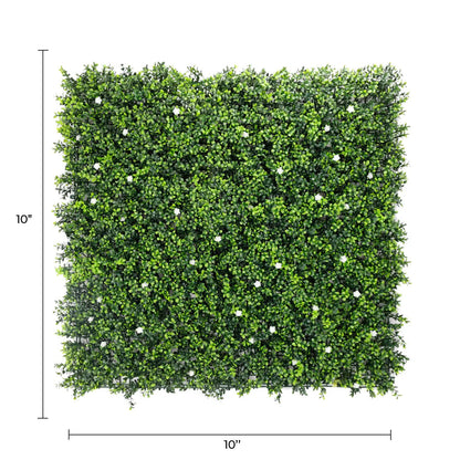 Sample Panel of White Flowering Artificial Boxwood Wall (Small Sample) Commercial Grade UV Resistant