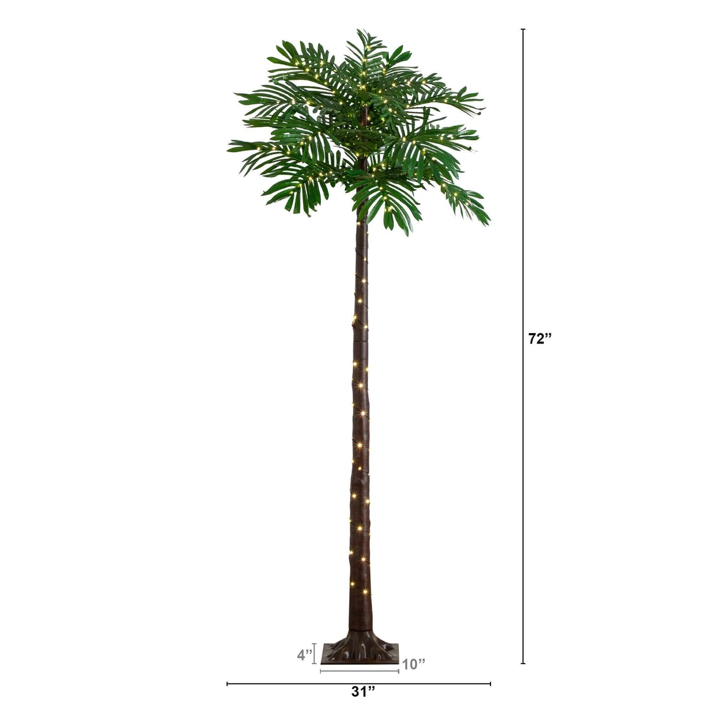 6ft UV Resistant Lighted Artificial Palm Tree with 206 Warm White LED Lights (Indoor/Outdoor)