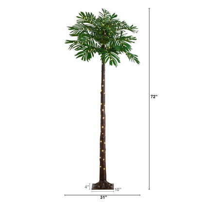 6ft UV Resistant Lighted Artificial Palm Tree with 206 Warm White LED Lights (Indoor/Outdoor)