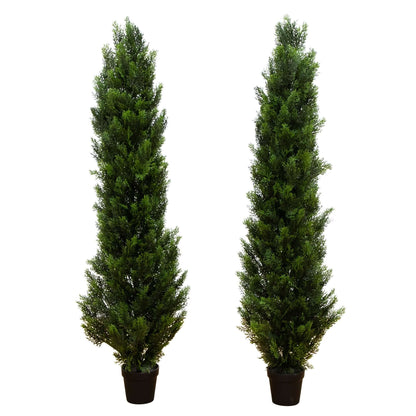 5ft Artificial Topiary Cedar Tree UV Resistant (Indoor/Outdoor) - Set of 2