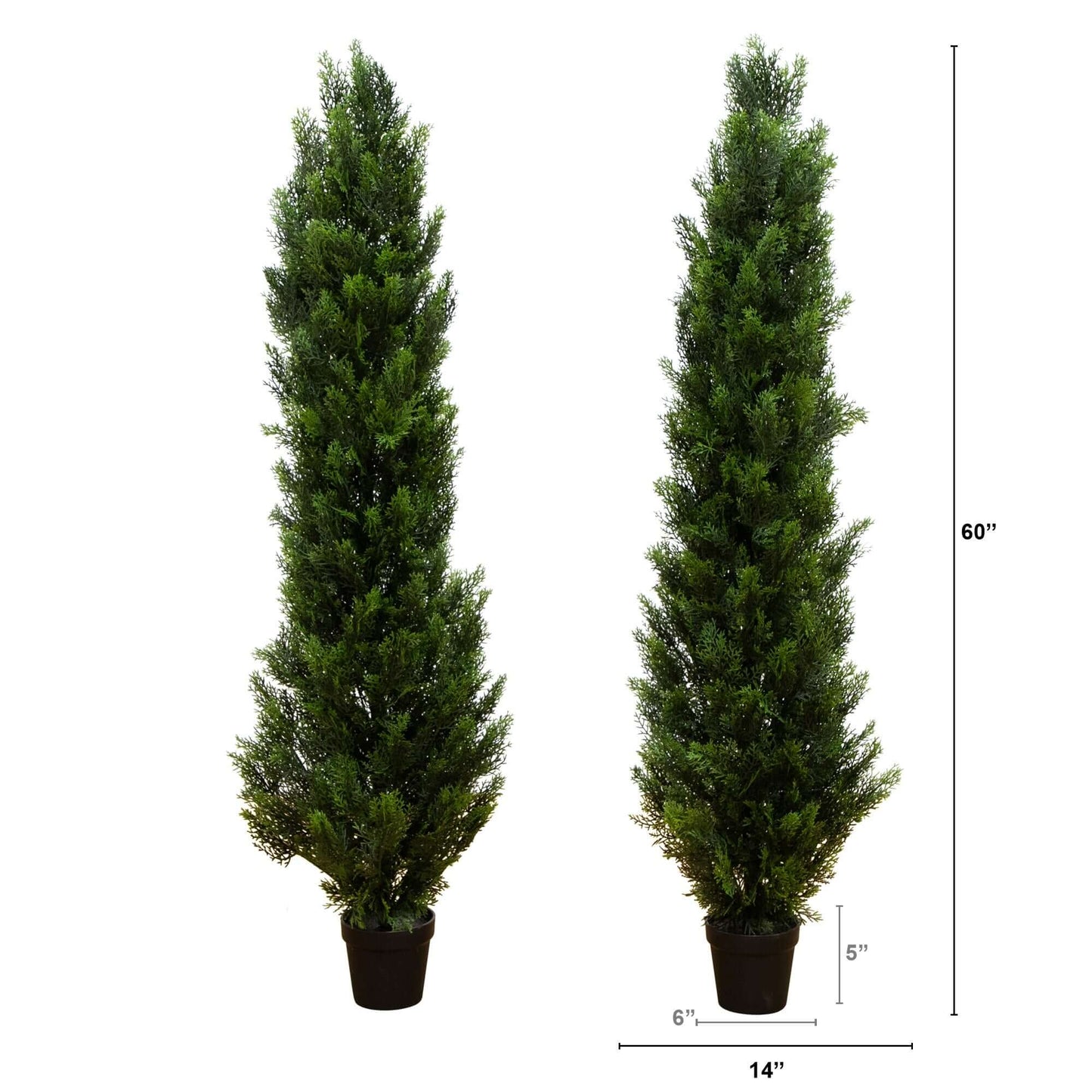 5ft Artificial Topiary Cedar Tree UV Resistant (Indoor/Outdoor) - Set of 2