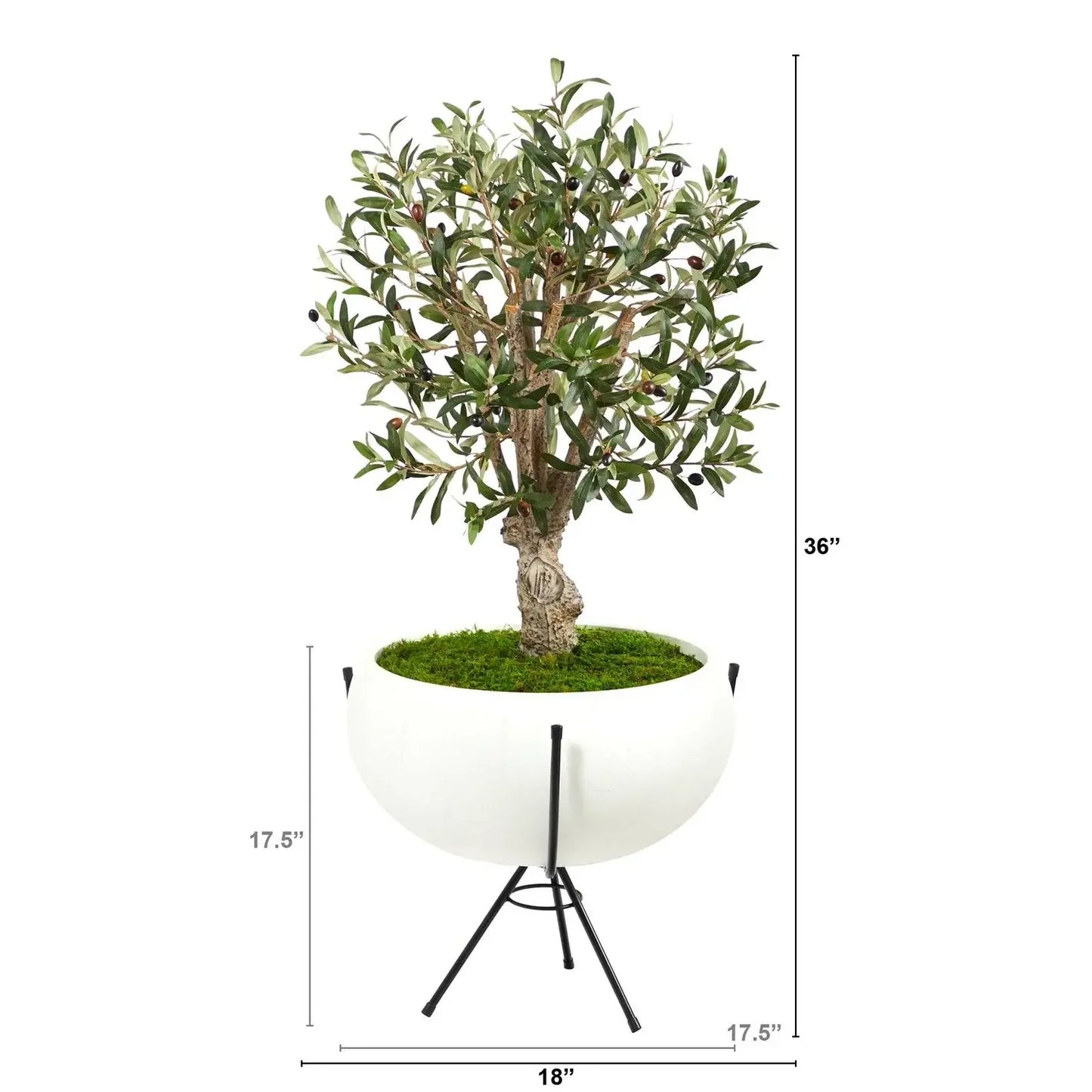 3' Olive Artificial Tree in White Planter with Metal Stand