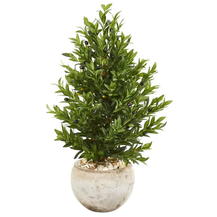 3' Olive Cone Artificial Tree in Planter UV (Indoor/Outdoor)