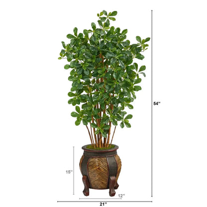 4.5' Black Olive Artificial Tree in Decorative Planter