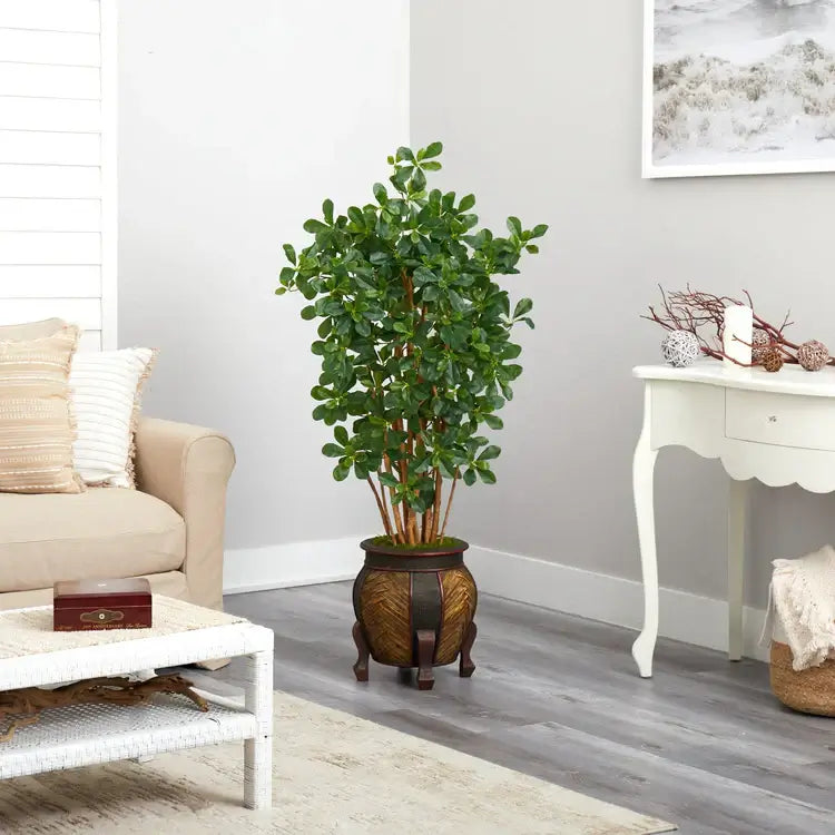 4.5' Black Olive Artificial Tree in Decorative Planter