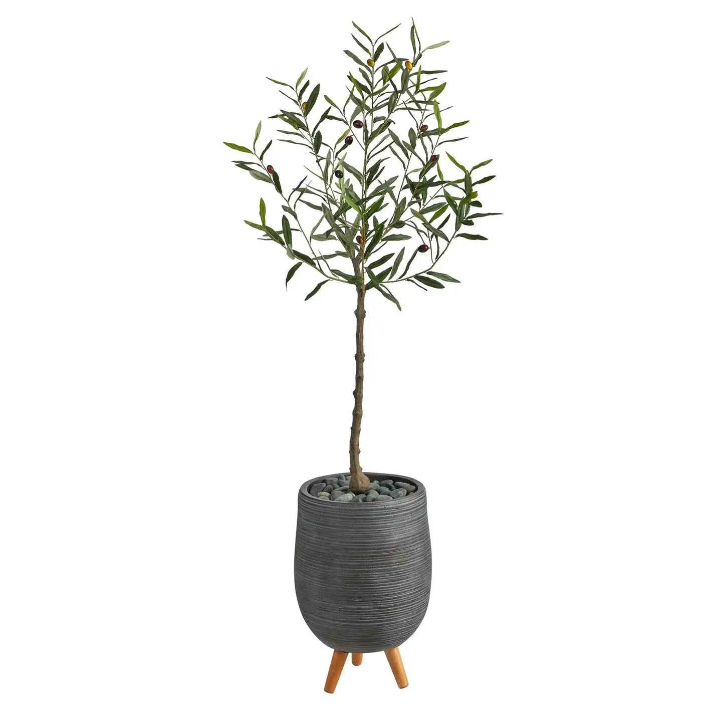 4.5' Olive Artificial Tree in Gray Planter with Stand