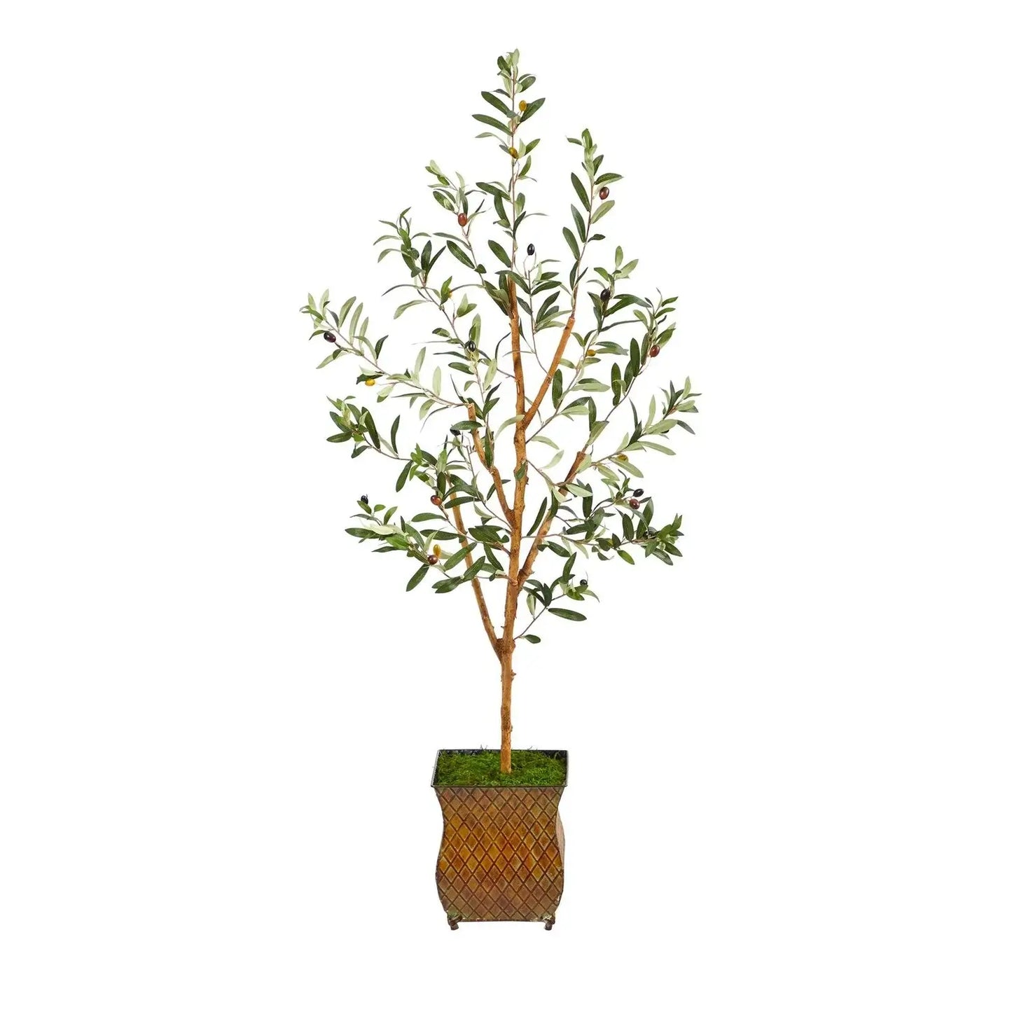 50" Olive Artificial Tree in Metal Planter