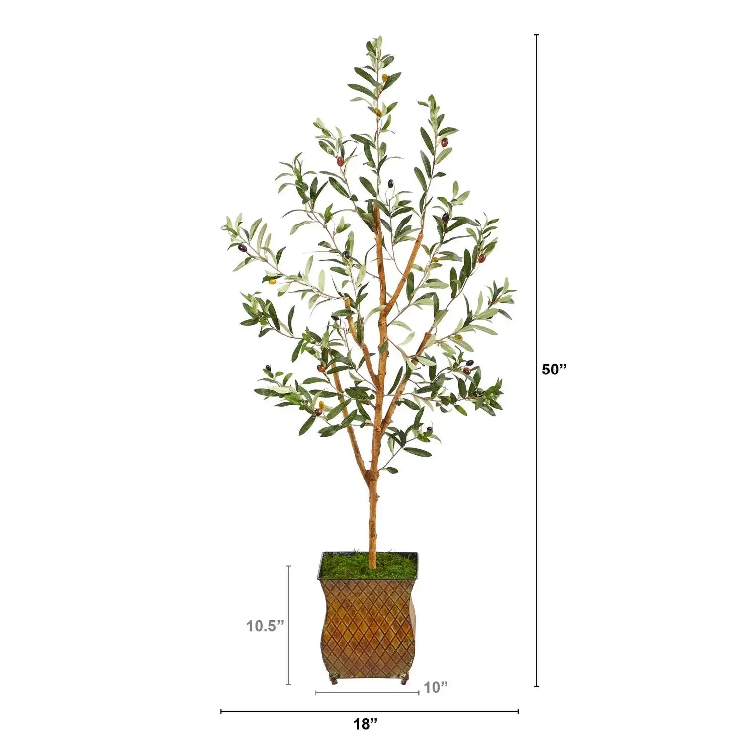 50" Olive Artificial Tree in Metal Planter