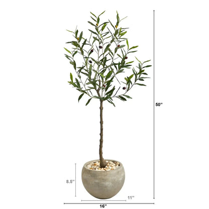 50" Olive Artificial Tree in Sand Colored Planter