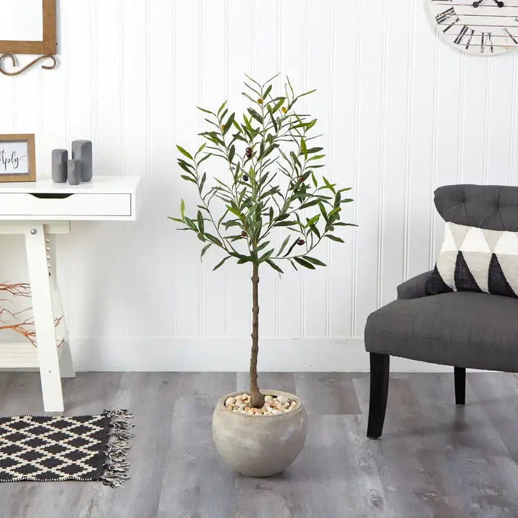 50" Olive Artificial Tree in Sand Colored Planter