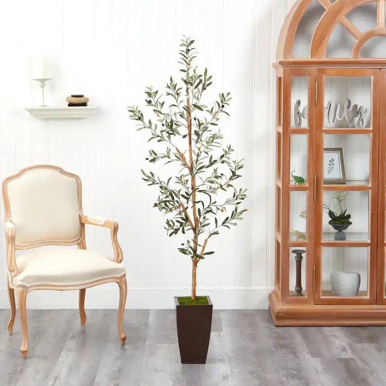 5.5' Olive Artificial Tree in Bronze Metal Planter