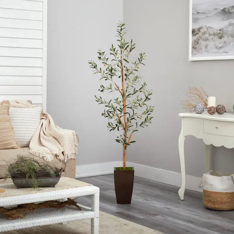 5.5' Olive Artificial Tree in Bronze Metal Planter