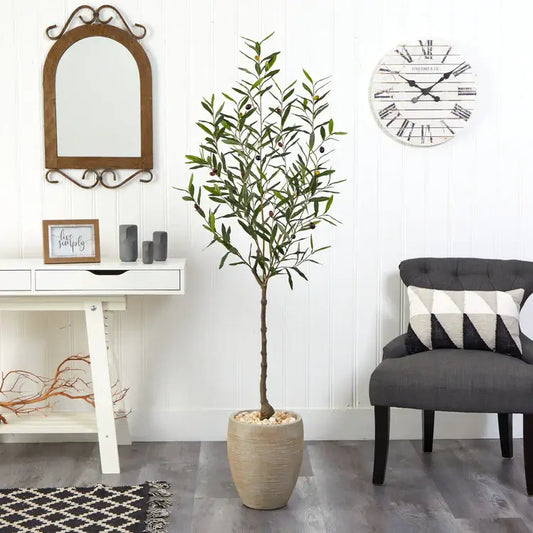 5.5' Olive Artificial Tree in Sand Colored Planter